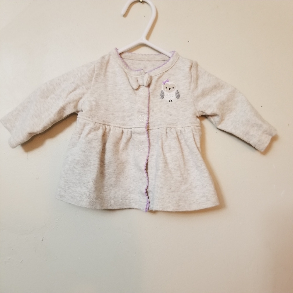 10/$25 Carter's Newborn Oatmeal Owl Bow Cardigan